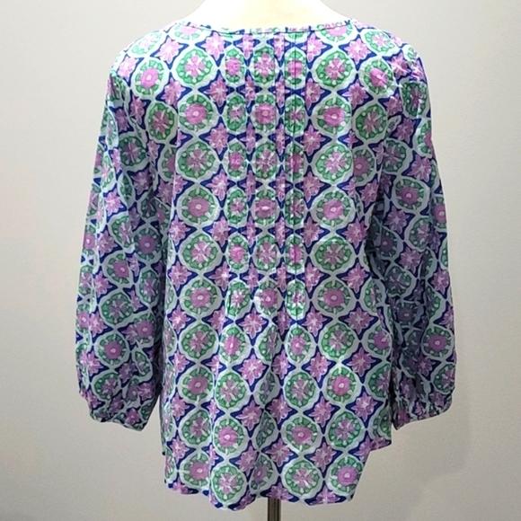 Talbots Split Neck Pin-tuck Top - Medallion Size XL - Picture 9 of 13